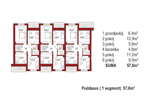 Andrea 3 segmenty - Rzut poddasza