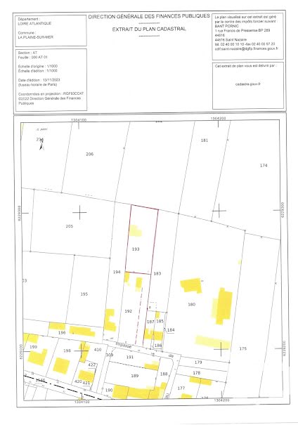 Vente terrain  921 m² à La Plaine-sur-Mer (44770), 210 000 €