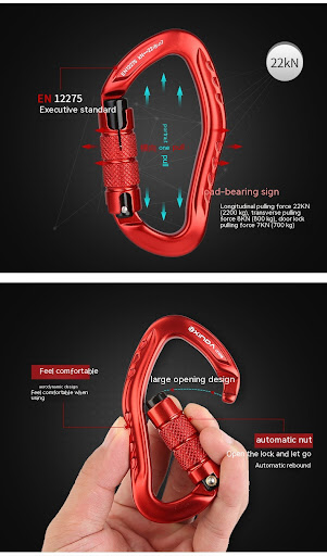 Title 3, Climbing Button Carabiner for Outdoor Rock Clim...