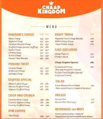 Chaap Kingdom menu 