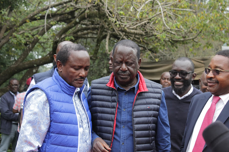 Azimio la Umoja coalition Raila Odinga and Wiper party leader Kalonzo Musyoka in Karen on September 15, 2023