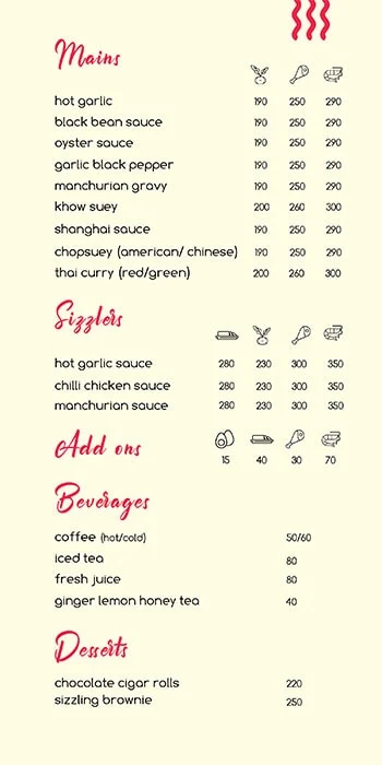 Zillionth Bistro menu 