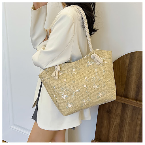 Title 2, New and Simple Straw Bag with Lace, Straw Shoul...