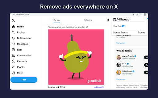 AdSweep - Remove Ads on X (formerly Twitter)