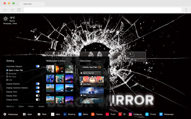 Black mirror popular TV HD new tab page theme