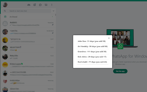 Contact Reminders for WhatsApp Web
