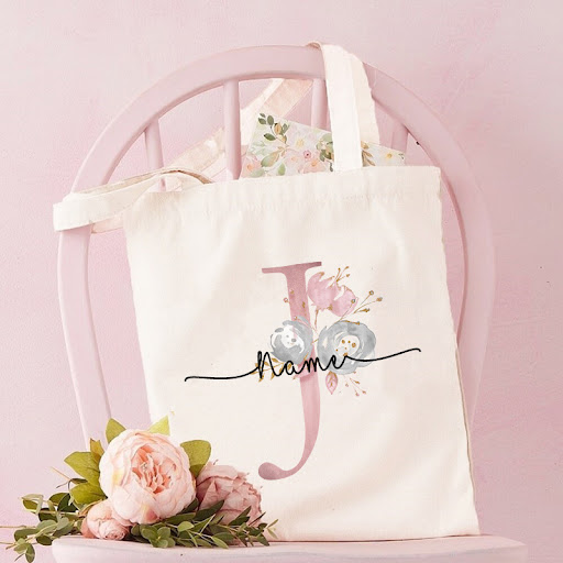 Title 5, Monogrammed Canvas Bag Womens Letter Print Tot...