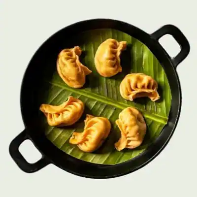 Glazed Corn And Cheese Momos - 6 Pcs