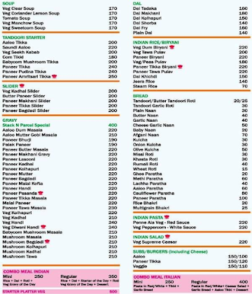 Stack N Parcel menu 