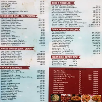 Anveet Family Restaurant menu 