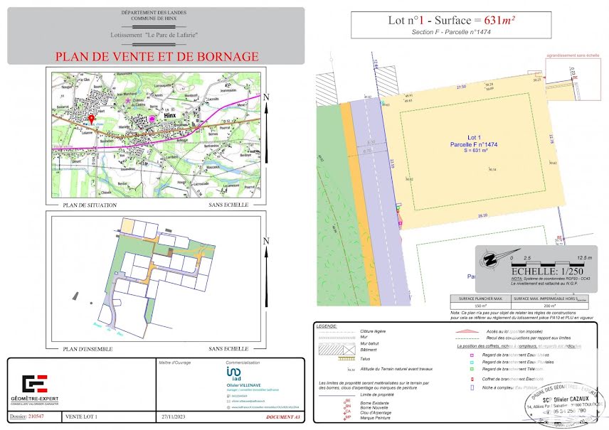 Vente terrain  631 m² à Hinx (40180), 85 000 €