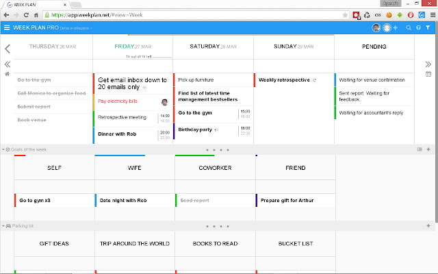 WEEK PLAN chrome extension