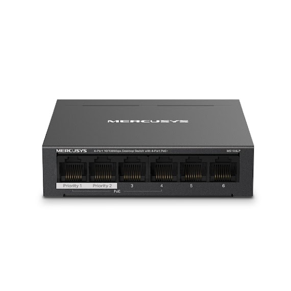 Bộ Switch Chia Mạng Mercusys Ms106Lp 6 Cổng 10/100Mbps Với 4 Cổng Poe+ - Hàng Chính Hãng