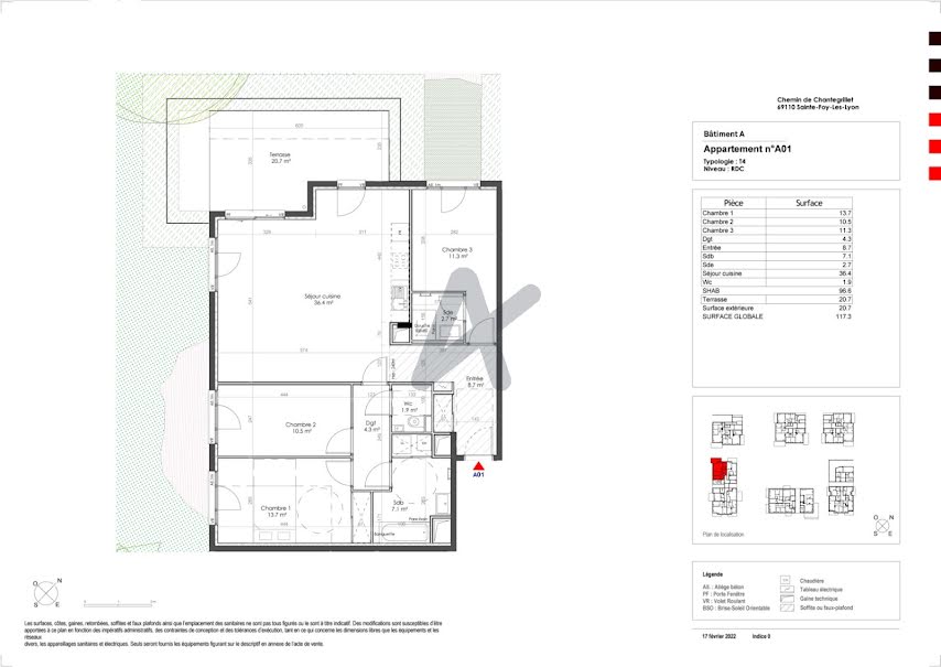 Vente appartement 4 pièces 96.6 m² à Sainte-Foy-lès-Lyon (69110), 589 000 €