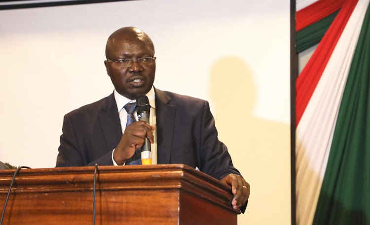 Water and Sanitation CS Simon Chelugui during the launch of the Standards and Guidelines of Wash infrastructure in pre-primary and primary schools in Kenya