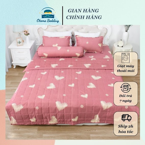 Bộ Chăn Ga Gối Đệm 5 Món Cao Cấp Otama Bedding Drap Giường Cotton Hình Cute Hàn Quốc