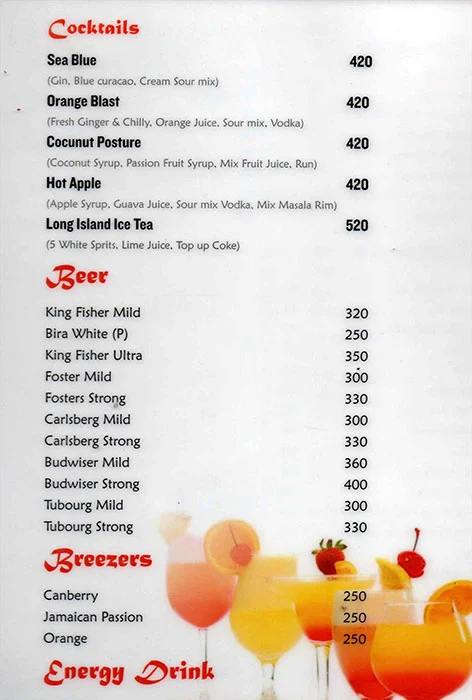 U Tan Sea Resorts menu 