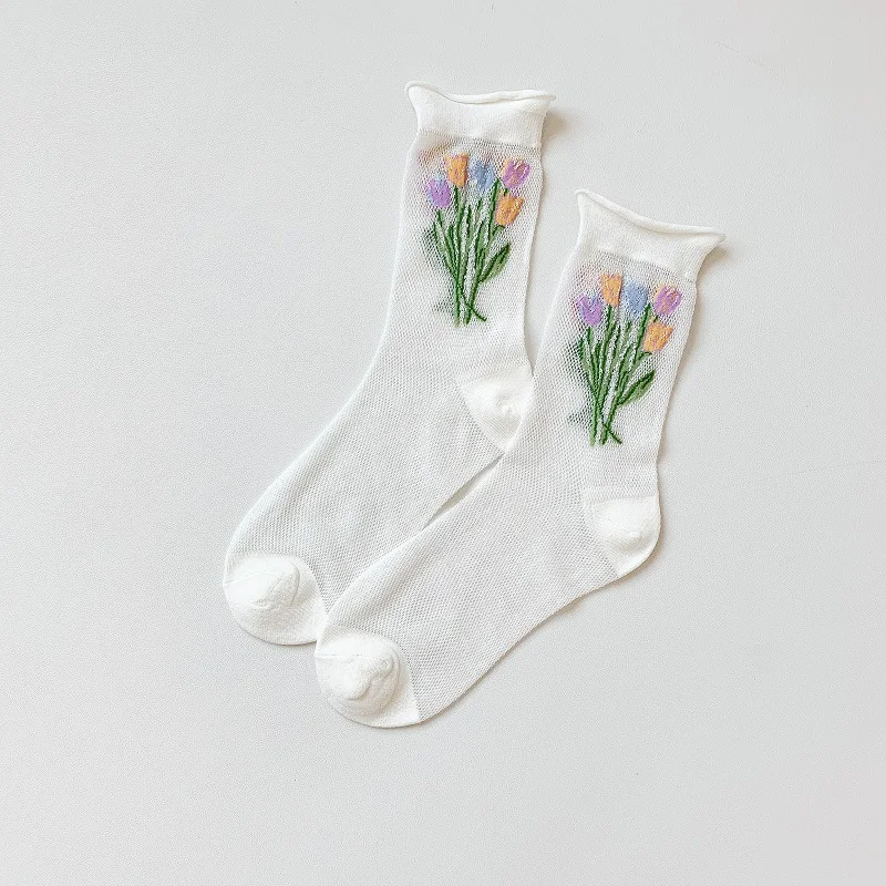 Calcetines de tulipán transpirables de moda para mujer