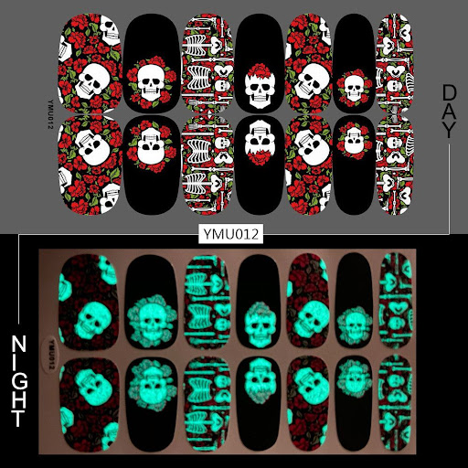 Title 1, Luminous Halloween Skull Graffiti Sticker Set o...