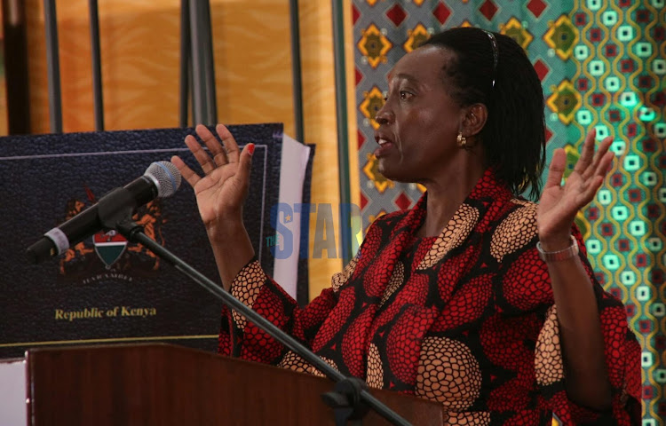 Narc K party leader Martha Karua at the launch of the Linda Katiba initiative on February 1, 2021.