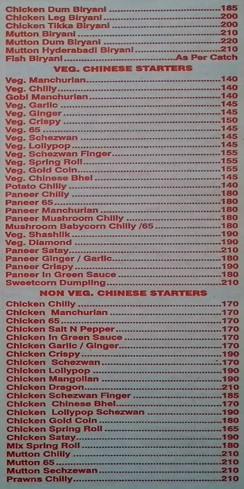 Amrut Punjab menu 