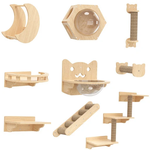 Cat Climbing Frame Wall Type, DIY Cat Scratching Post Cat Scratching Column, Cat Tree, Space, Nest, jumping Platform on 
