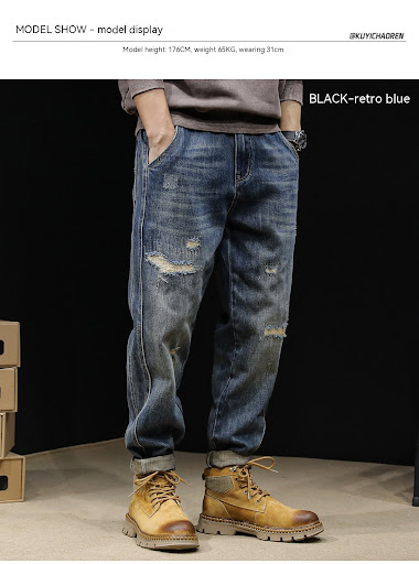 Title 3, Straight Loose Plus Size Vintage Jeans For Men....