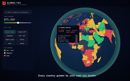 GlobalTax — World Tax Rate Explorer screenshot 1