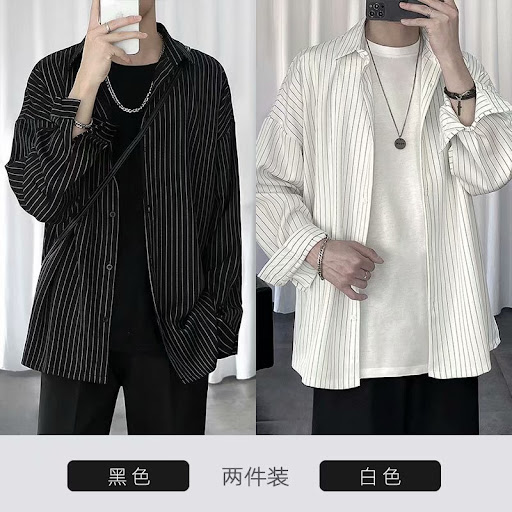 Title 2, Striped White Shirt Mens Long Sleeve Casual. E...