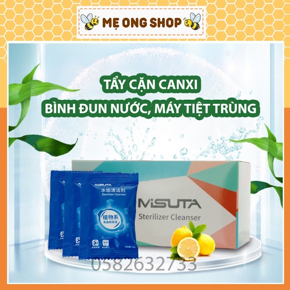 Tẩy Cặn Vôi Canxi Misuta Chính Hãng, Bột Tẩy Cặn Bình Đun Nước, Ấm Siêu Tốc, Máy Tiệt Trùng Hơi Nước