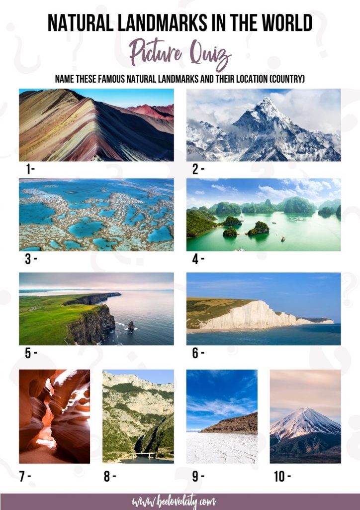 Natural Landmarks in the World Picture quiz