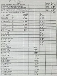 Sneha Cake and Shake menu 1