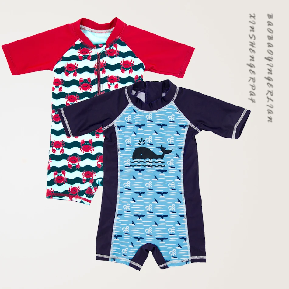 Children's Swimwear New Boys Korean Style Short Sleeves Perfect for swimming Sun protection Cool summer wear Comfortable