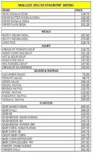 Mallige Veg menu 3