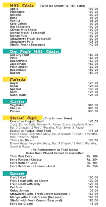 Jyoti Pure Veg menu 