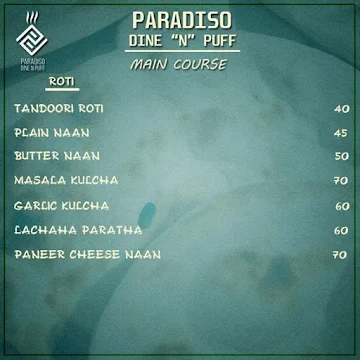 Paradiso menu 