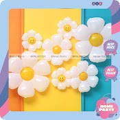 Bong Bóng Hình Hoa Cúc Mặt Cười Trang Trí Tiệc Sinh Nhật - Bóng Kiếng Nhôm Decor Party - Happy Birthday