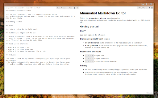 Minimalist Markdown Editor