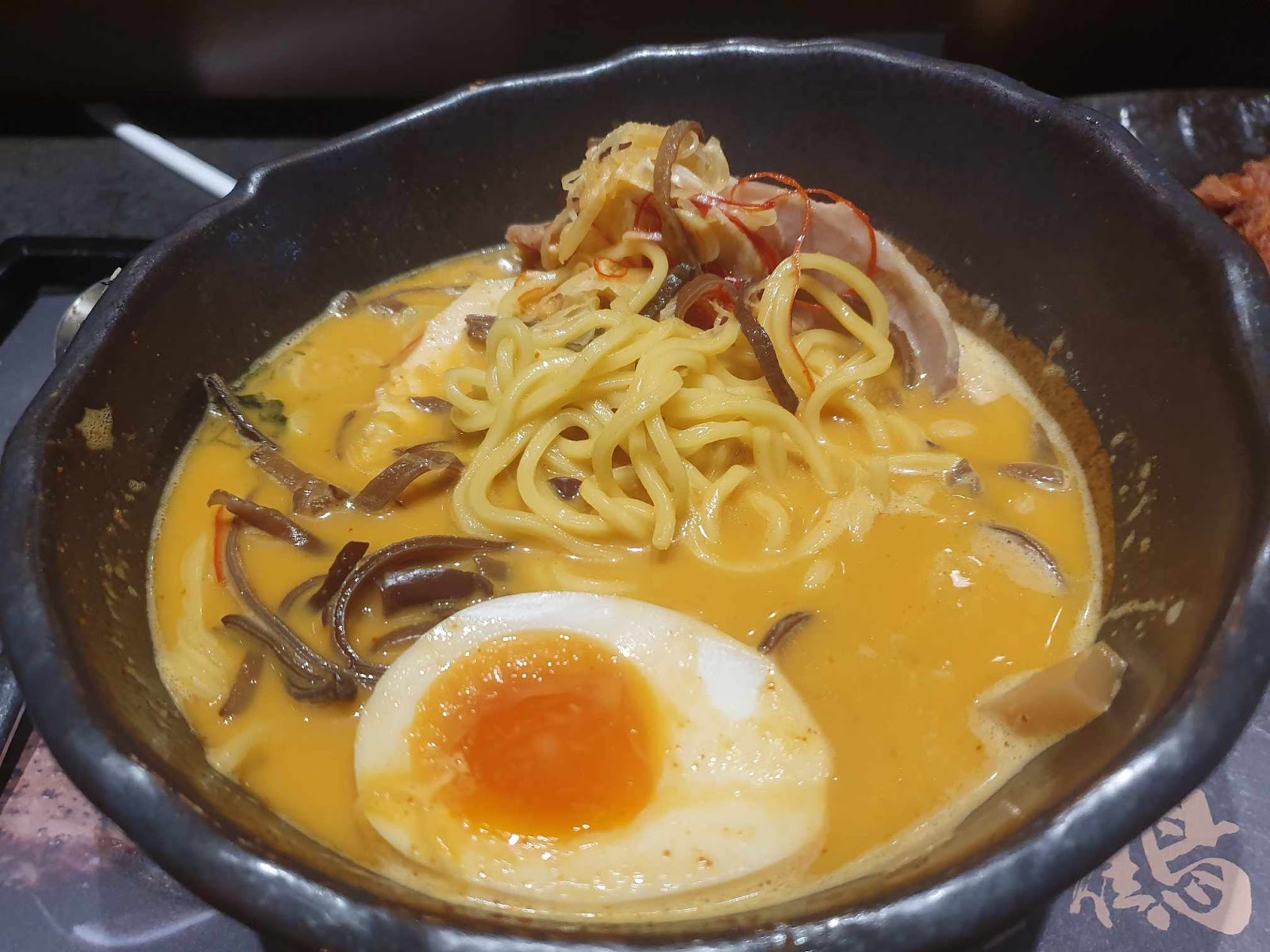 Kane Tsuru ramen noodles with creamy soft boiled egg