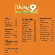 Dairy 9 Rich Creams menu 2