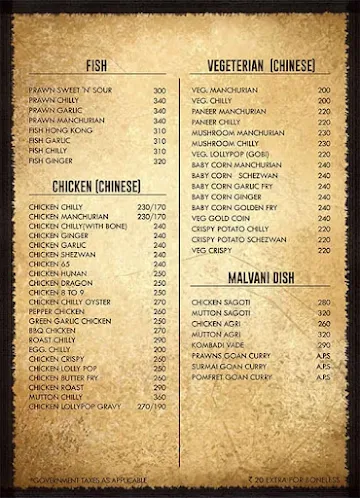 Pawan kitchen and bar menu 