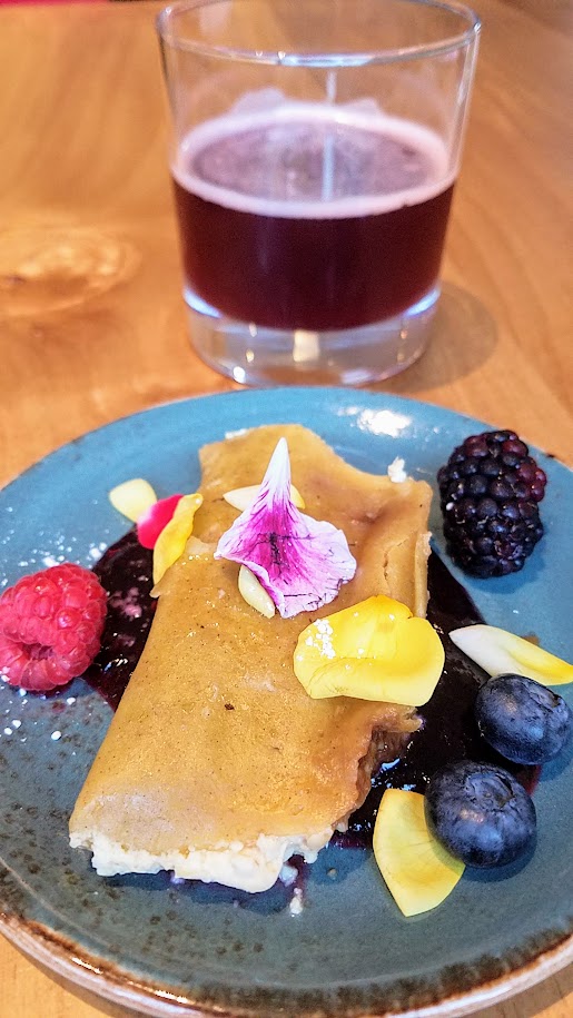 Firestone Walker and Alto Bajo Beer Dinner, Guava and cream cheese sweet corn tamale with Firestone Walker UnderCurrants, a Wild Ale fermented with black cherries