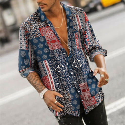 Title 6, Mens Loose Casual Retro-print Short-sleeved Sh...