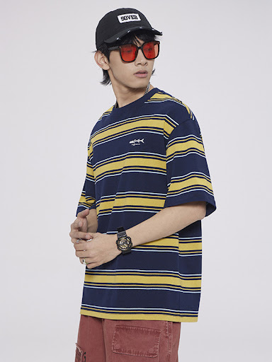 Title 5, Fashion Personality Striped Short-sleeved T-shi...
