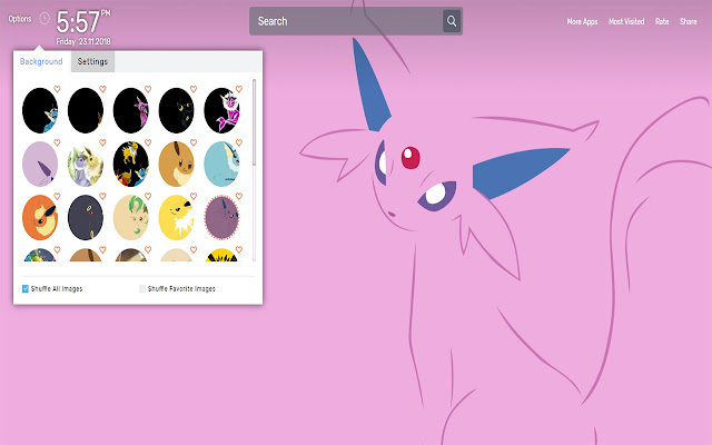 Eeveelutions Pokemon Wallpapers NewTab Theme