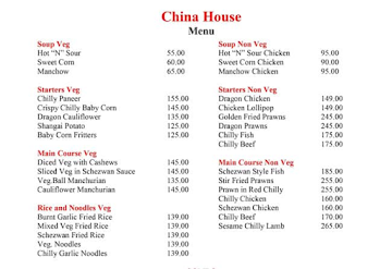 China House menu 