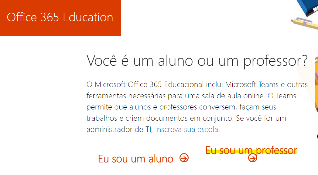 Guia de Acesso ao Microsoft Office 365 para Alunos, Professores e  Funcionários