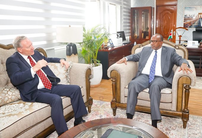 Australian High Commissioner to Kenya Luke Williams with Defence CS Aden Duale at his office on May 18,2023