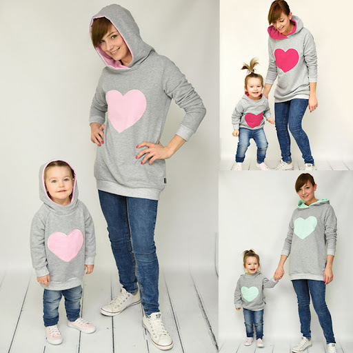 Title 3, Heart-shaped hooded parent-child casual sweater...