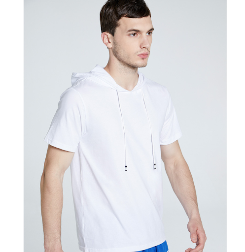 Title 8, Mens hooded short-sleeved cotton sweater, perf...